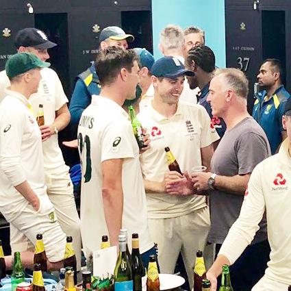 Australian players opened the bottles of wine to celebrate | Ashes series